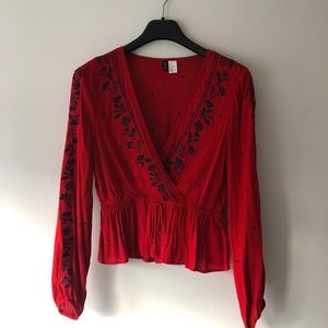 H&M Boho Embroidered Top